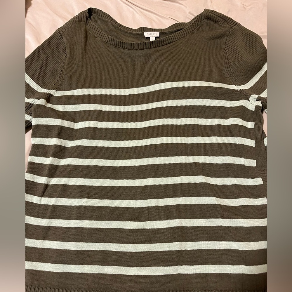 Talbots Olive Striped Sweater
